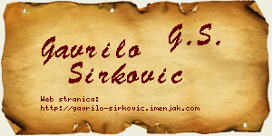 Gavrilo Sirković vizit kartica